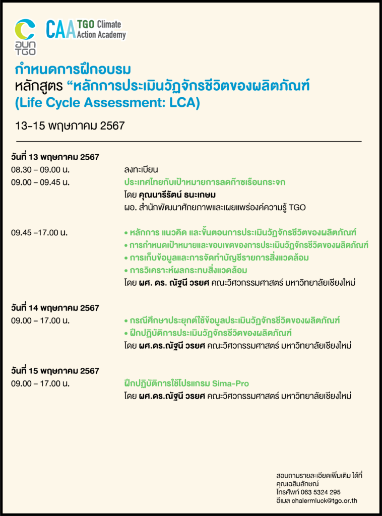 ปิด-ลงทะเบียนหลักสูตร หลักการประเมินวัฏจักรชีวิตของผลิตภัณฑ์ (Life ...